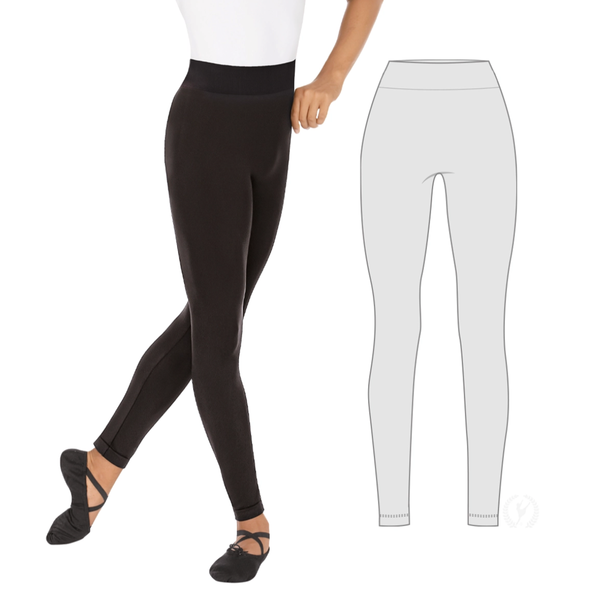Leggings corte masculino pretina ancha 34944A Eurotard