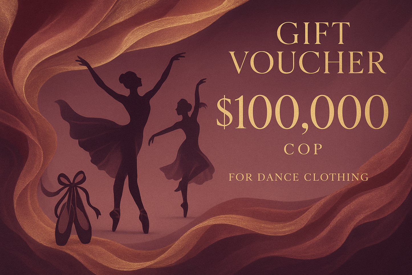 imagen para un producto online bono de regalo de ropa de danza de $100.000